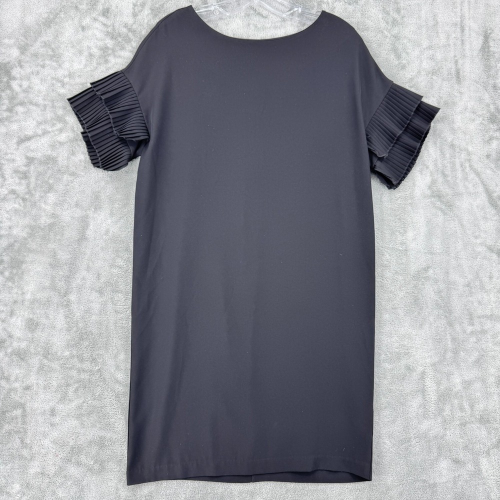 Donna Karen Dress Womens 2 Pleated Minimalist Shift Career Office Classic Black